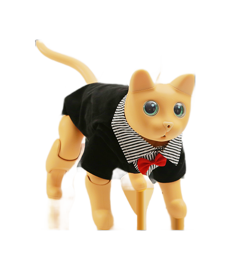 The ginger MarsCat in a tuxedo jacket and red bow tie, the captain